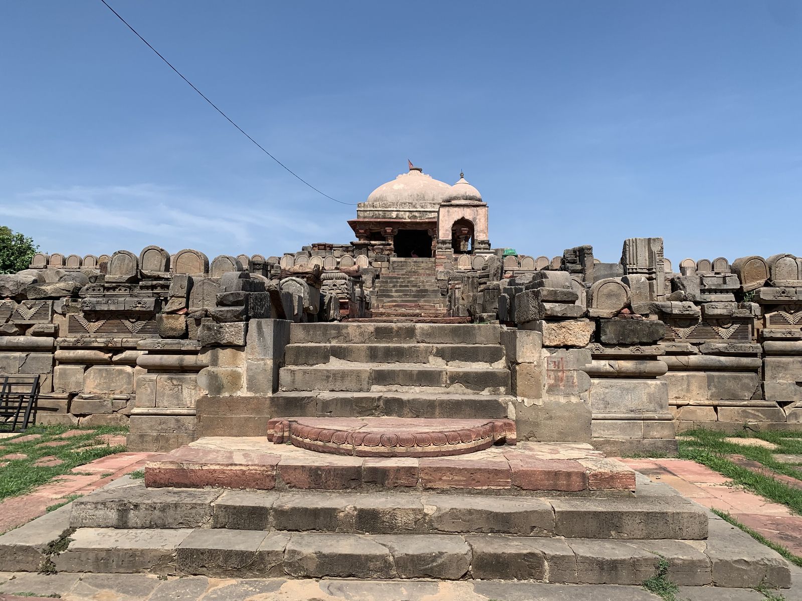 The stone terraces and carved walls of the Harshat Mata temple at Abhaneri