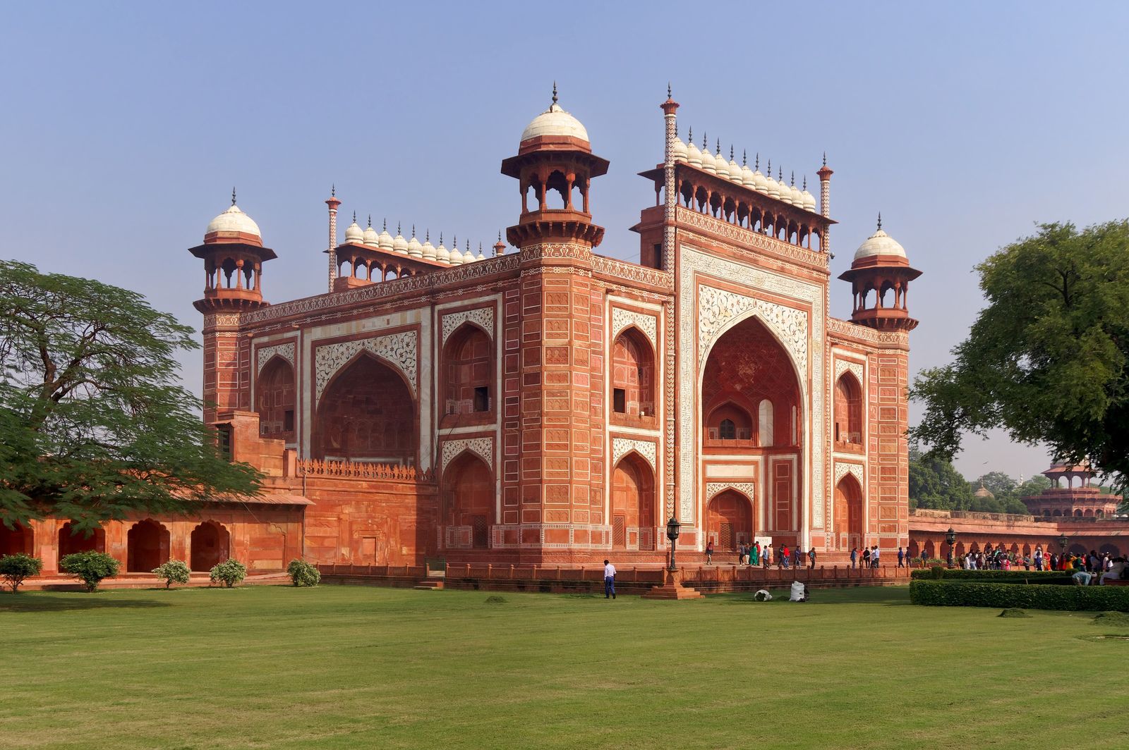 The great red sandstone gateway of the Taj Mahal complex in Agra