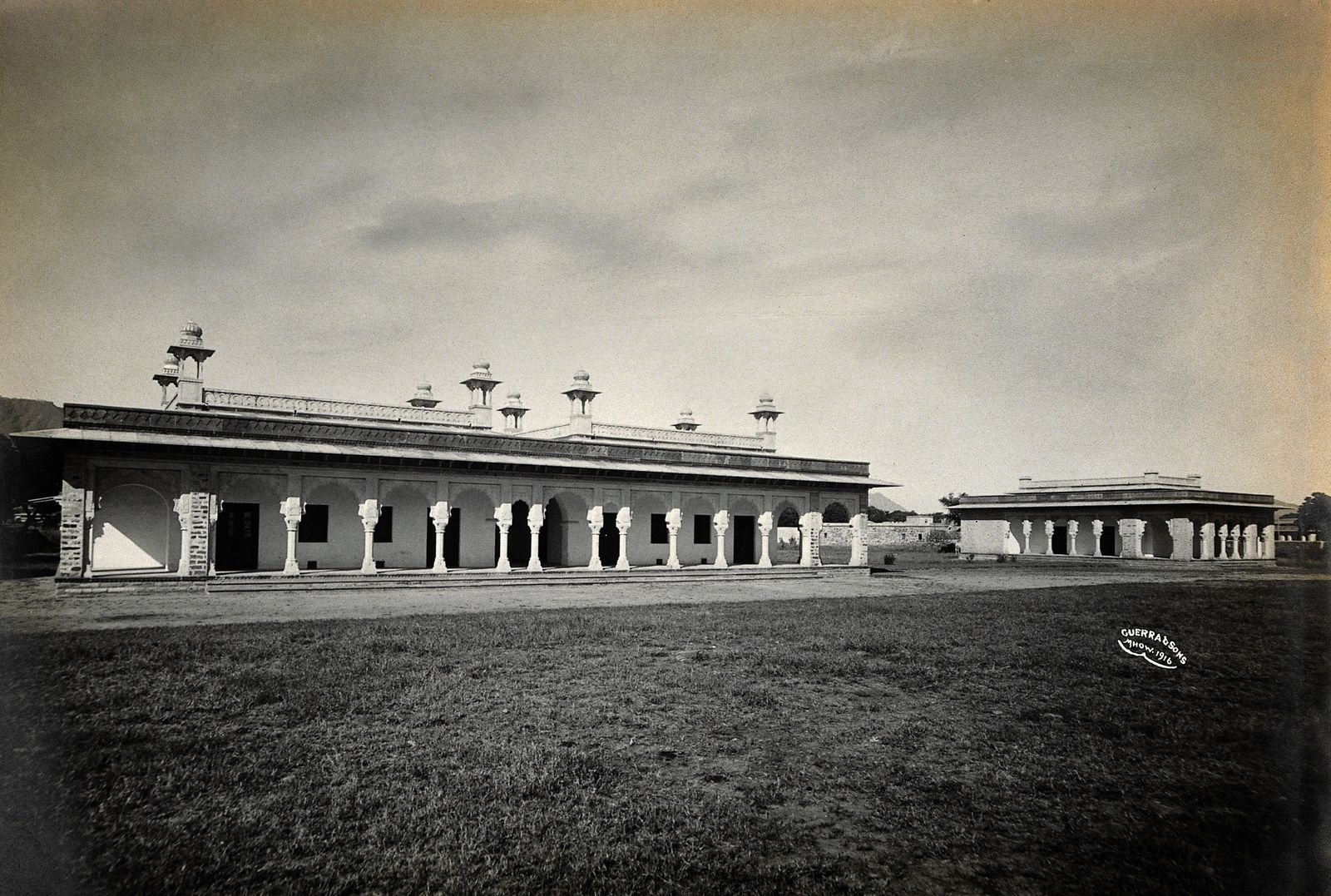 The white marble main building of Mayo College in Ajmer with its domes and clock tower