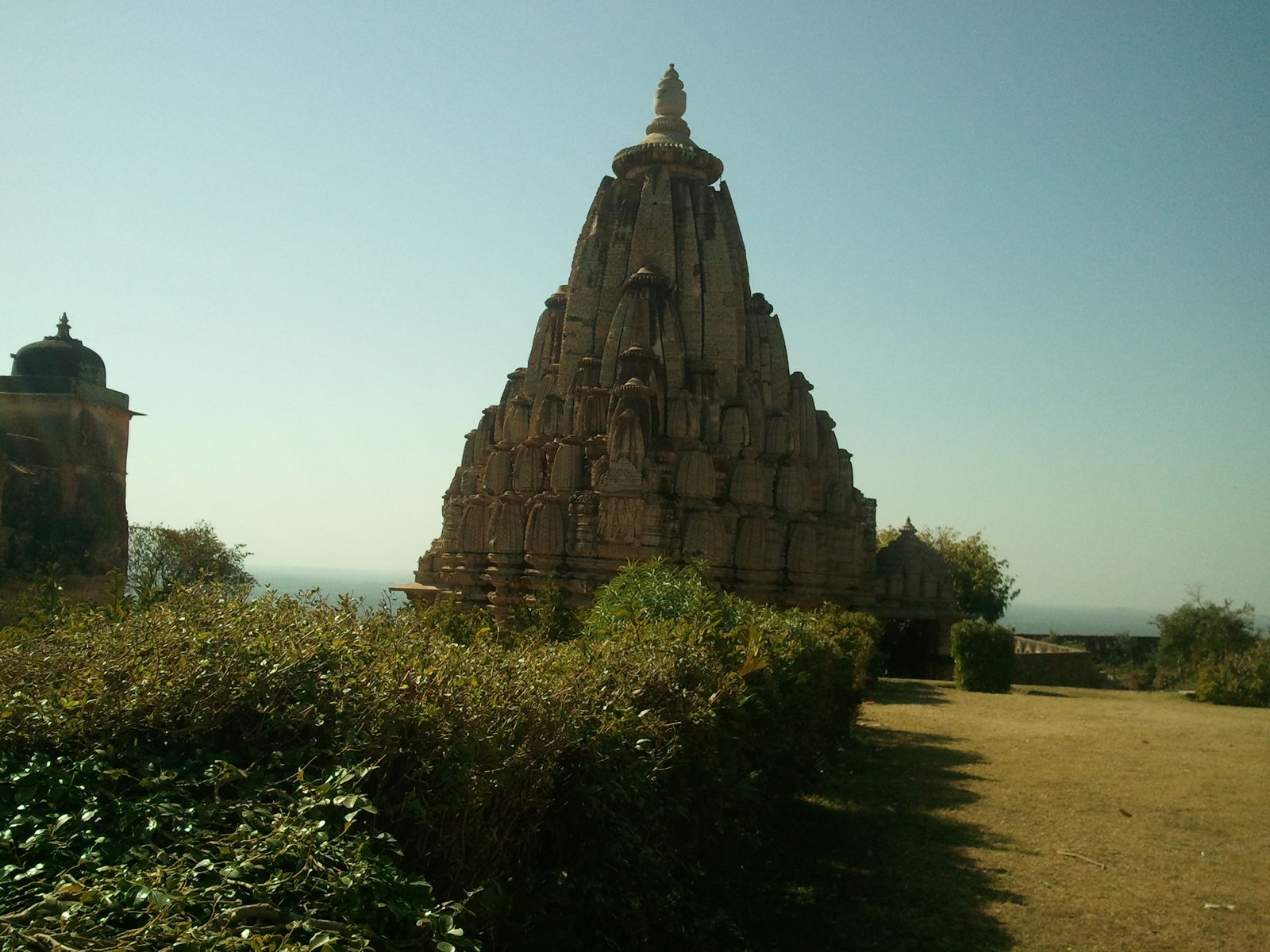 The carved spire of the Meera temple beside the Kumbha Shyam temple at Chittorgarh Fort