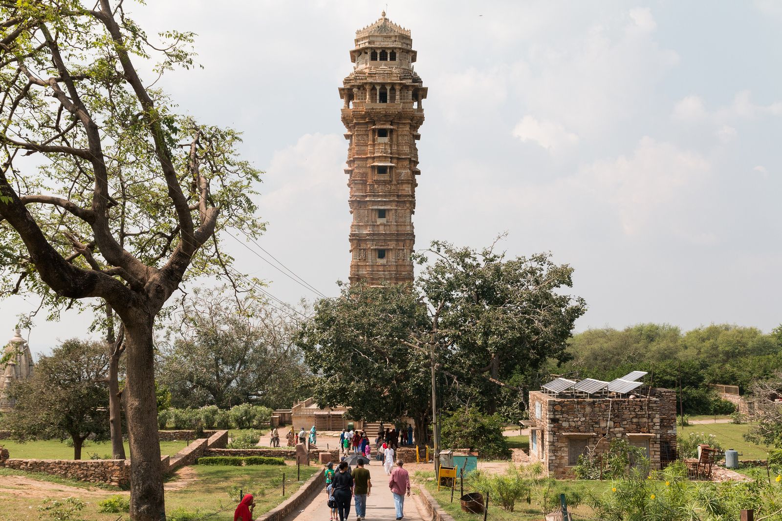 The carved nine-storey Vijay Stambha, the tower of victory, rising inside Chittorgarh Fort