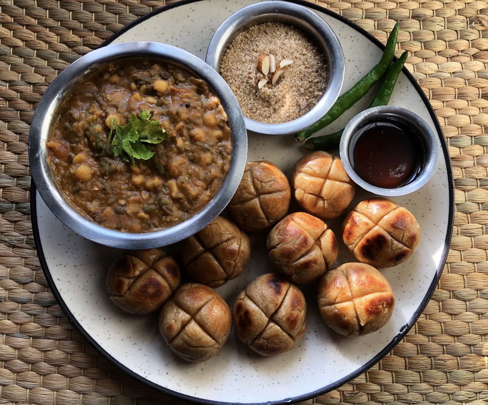 A plate of dal baati churma, Rajasthan's signature meal