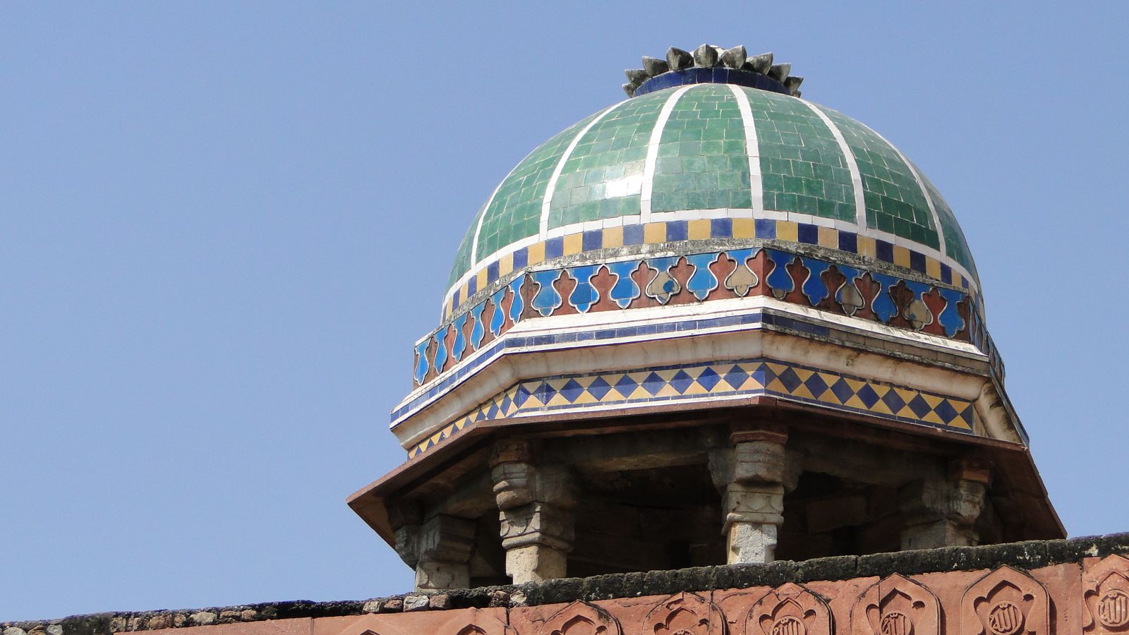 The octagonal sandstone tomb of Isa Khan Niyazi with its domed chhatris inside the Humayun's Tomb complex in Delhi