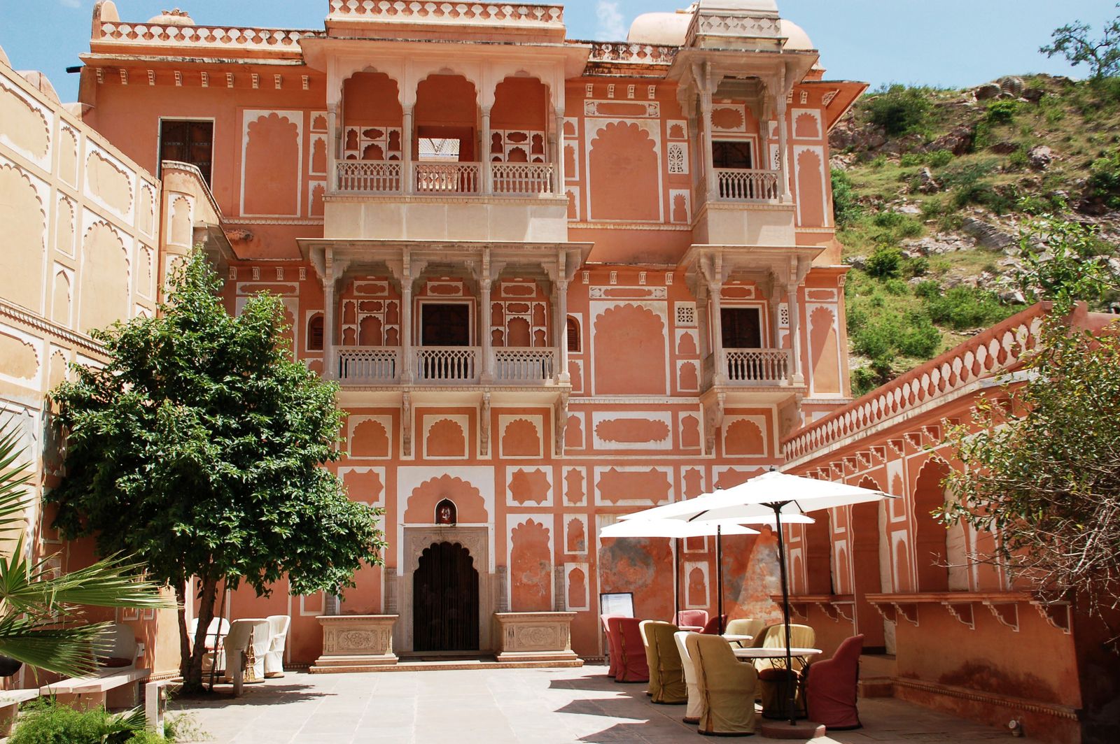 The courtyard of the Anokhi Museum of Hand Printing in a restored haveli at Amer