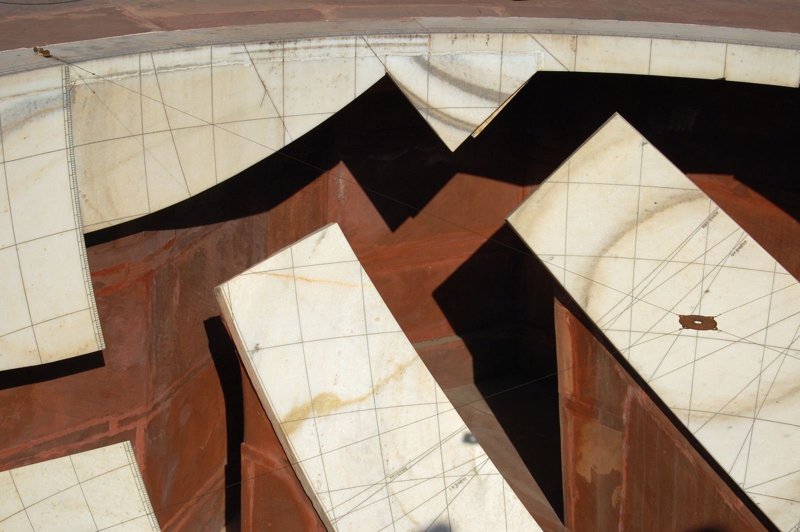 The sunken hemispherical bowls of the Jai Prakash Yantra at the Jantar Mantar in Jaipur