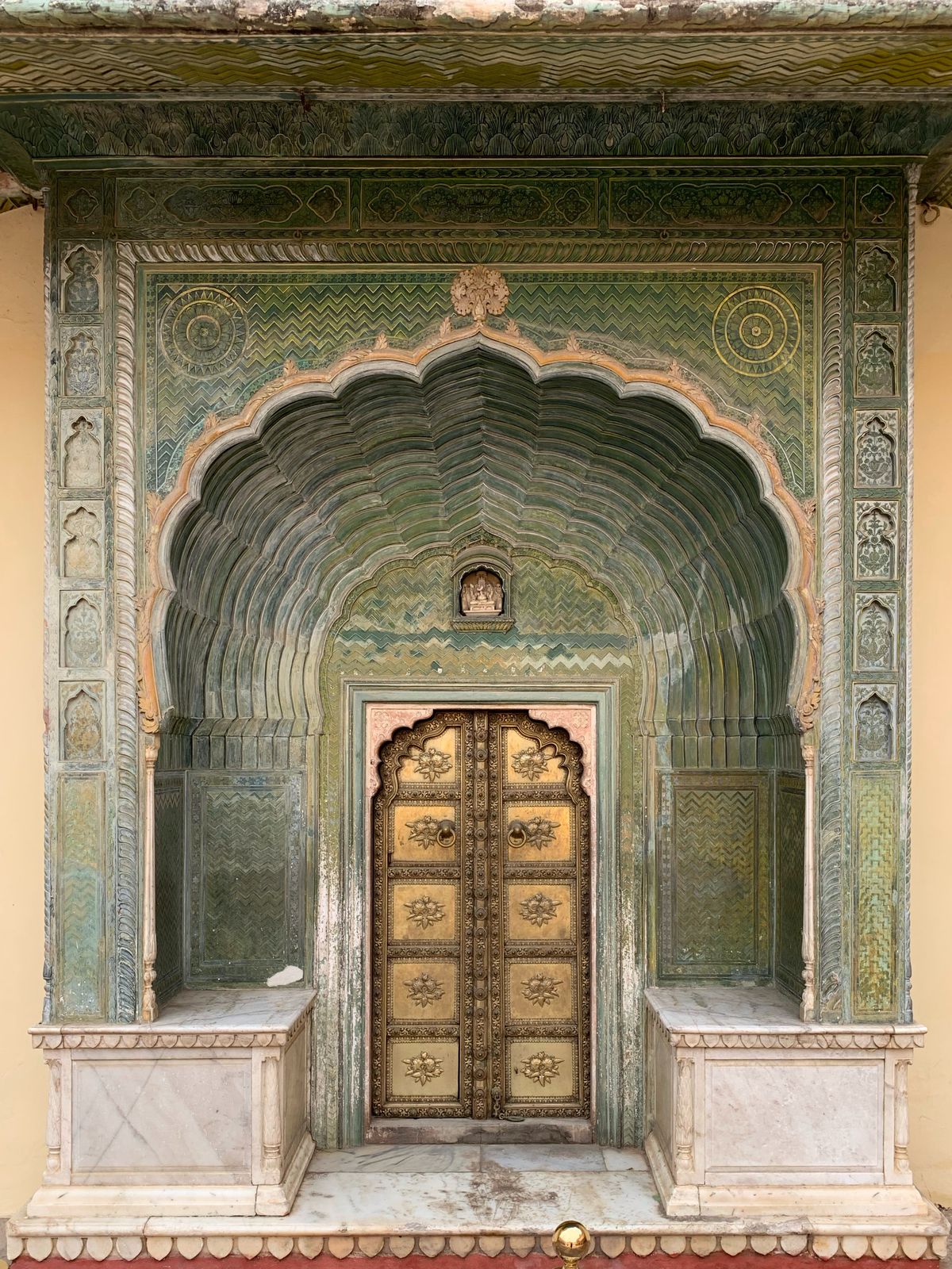 The Leheriya Gate in the City Palace, Jaipur, painted in leheriya's wave pattern