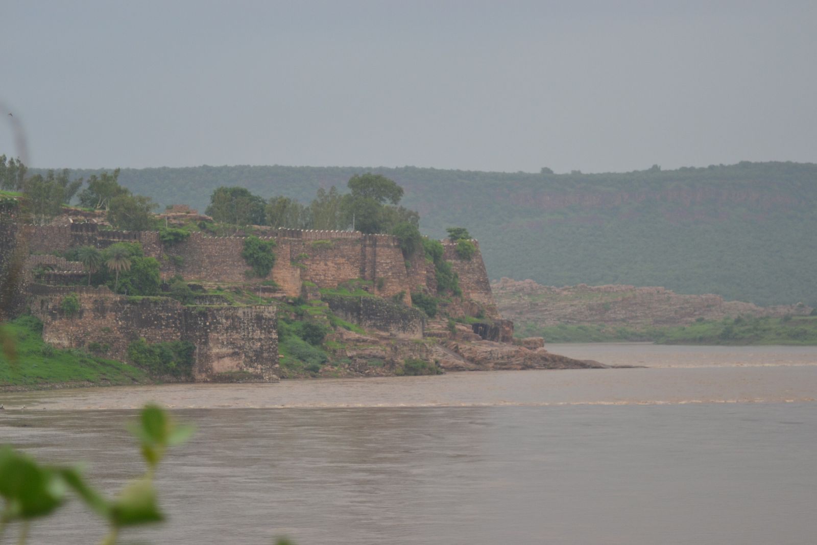 The long walls of Gagron Fort rising above the meeting of the Ahu and Kali Sindh rivers near Jhalawar