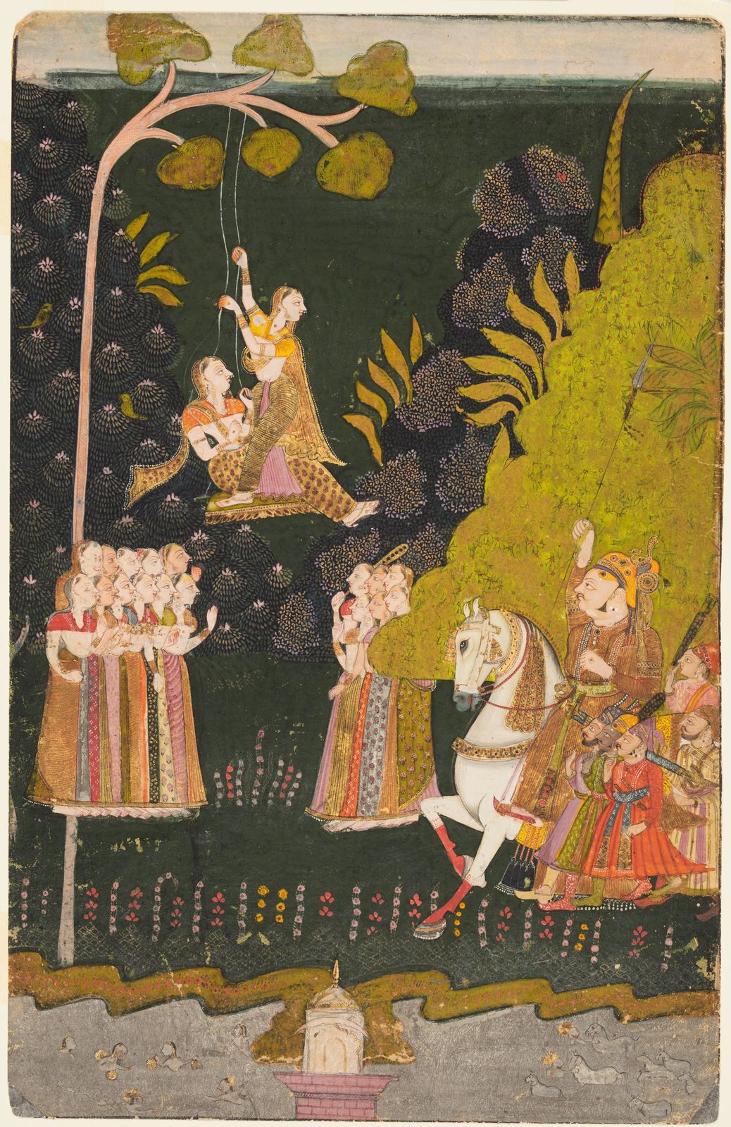 A Marwar-school miniature painting of courtly figures