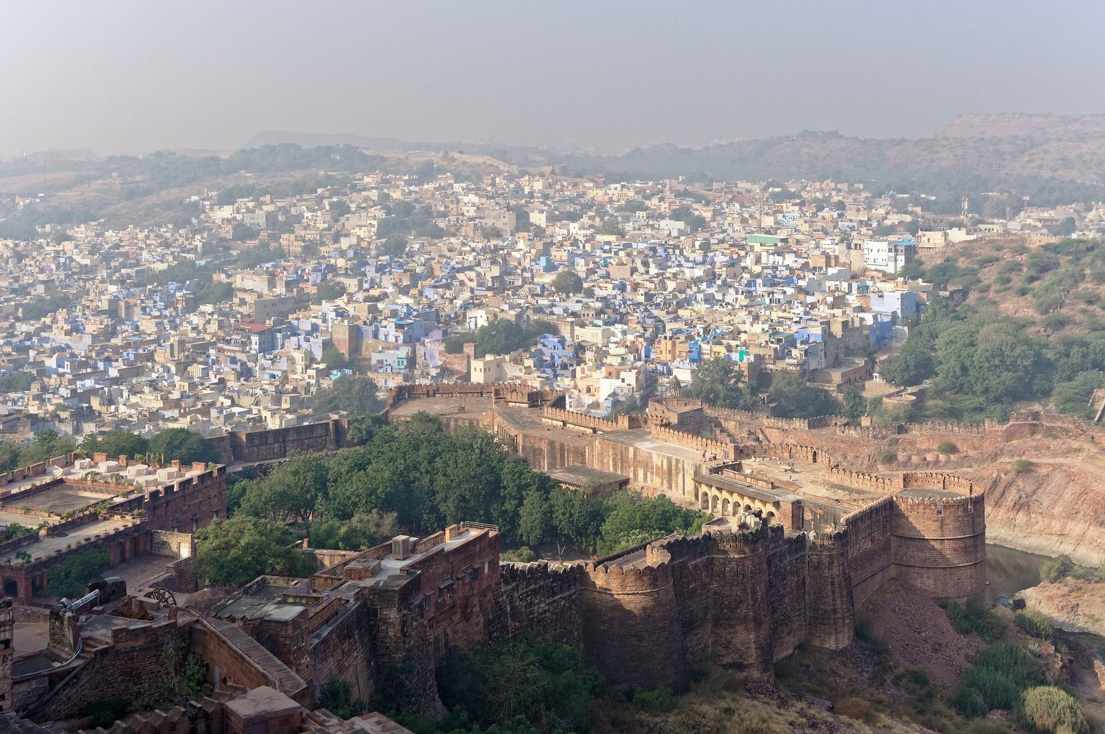 The rooftops of Jodhpur seen from the ramparts of Mehrangarh Fort