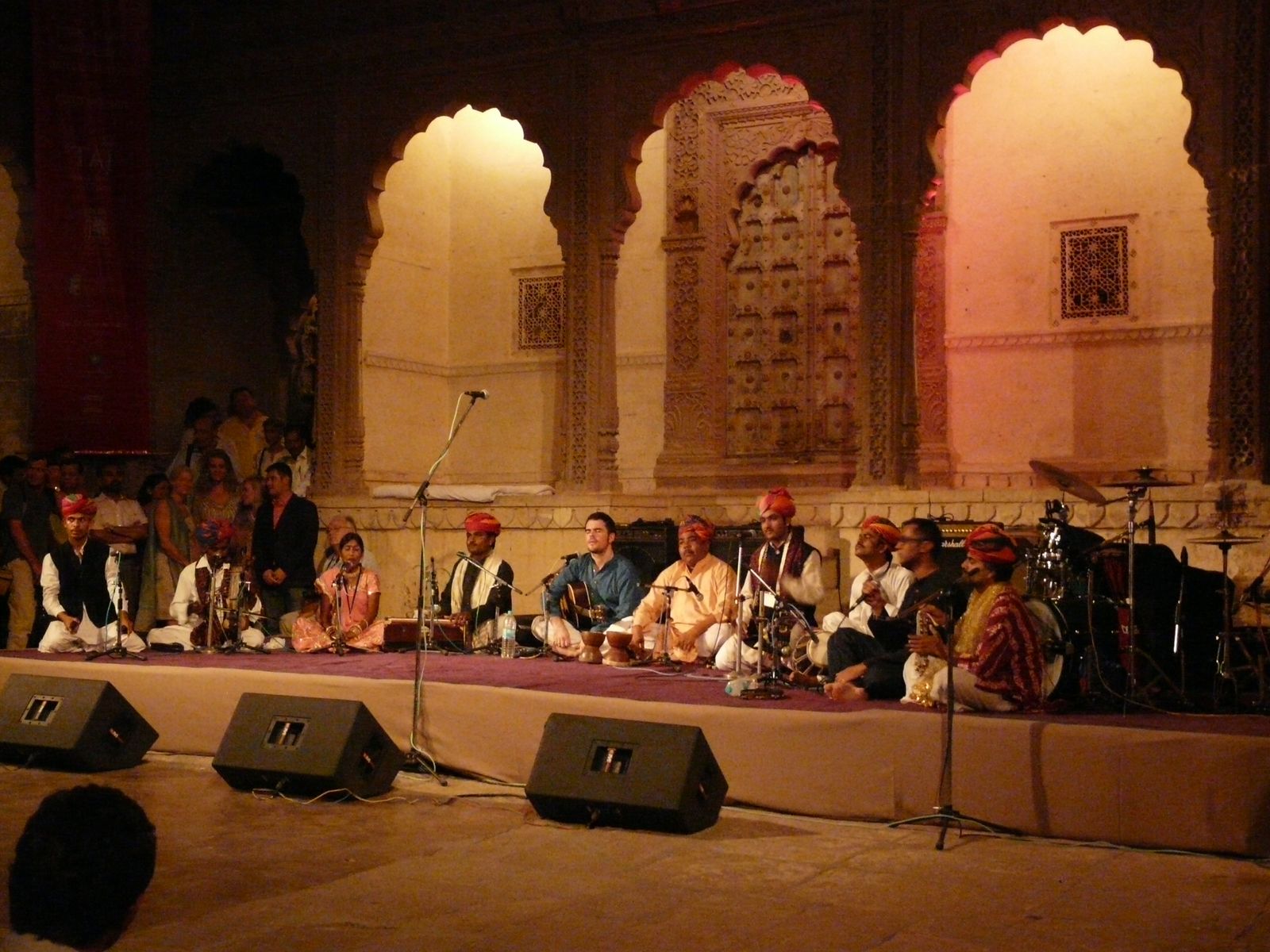 Musicians performing at the Rajasthan International Folk Festival inside Mehrangarh Fort