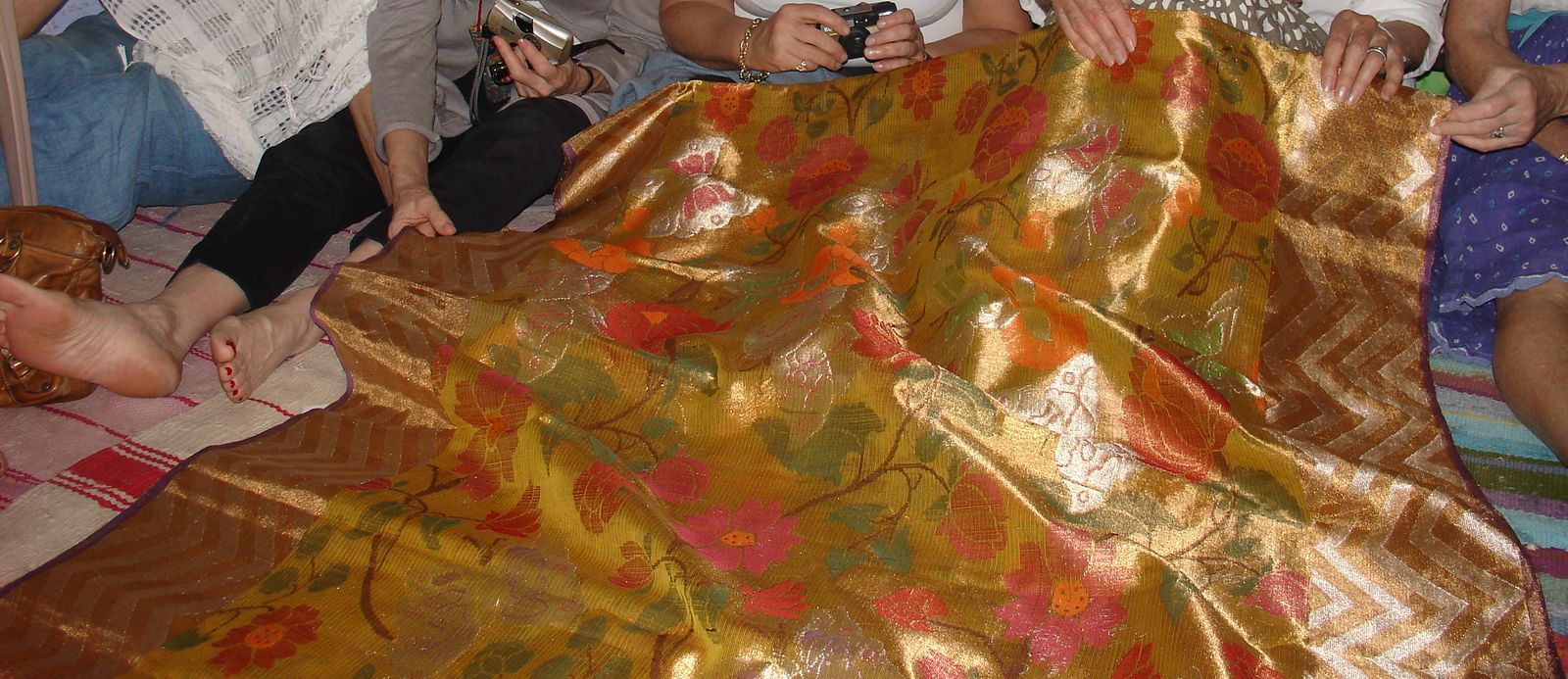 A handloom Kota Doria sari with its fine square check weave from Kaithoon
