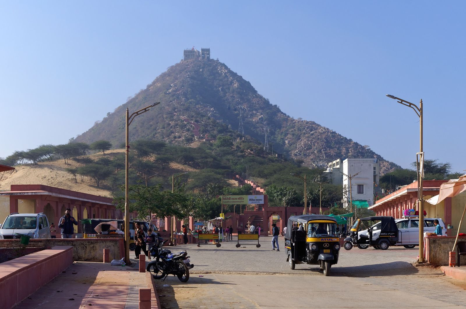 The Savitri temple on Ratnagiri hill above Pushkar with the lake and town below
