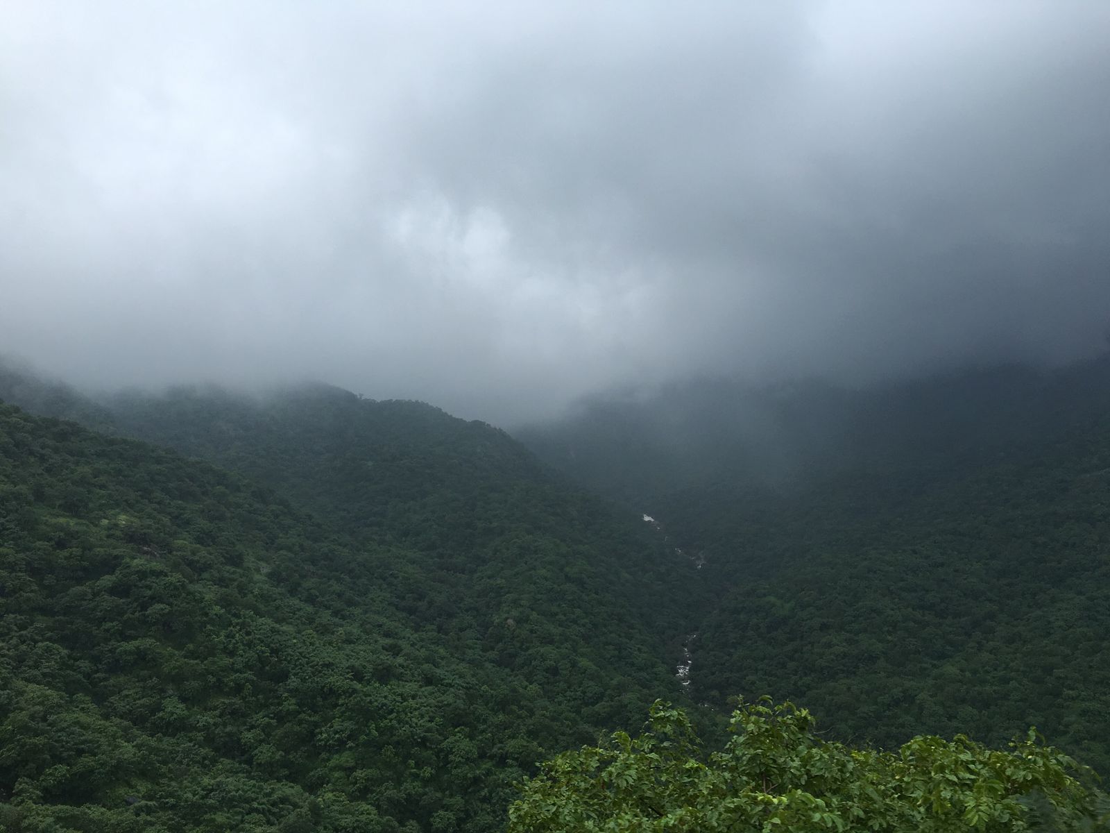 Monsoon cloud over the green forested Aravalli hills