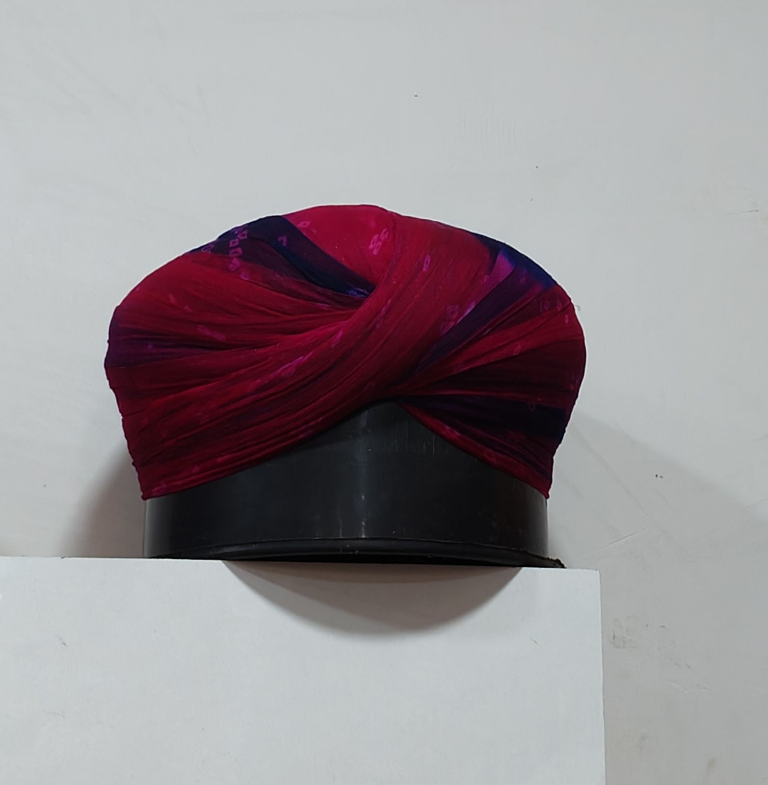 A tied red Jaisalmeri safa, the Rajasthani turban