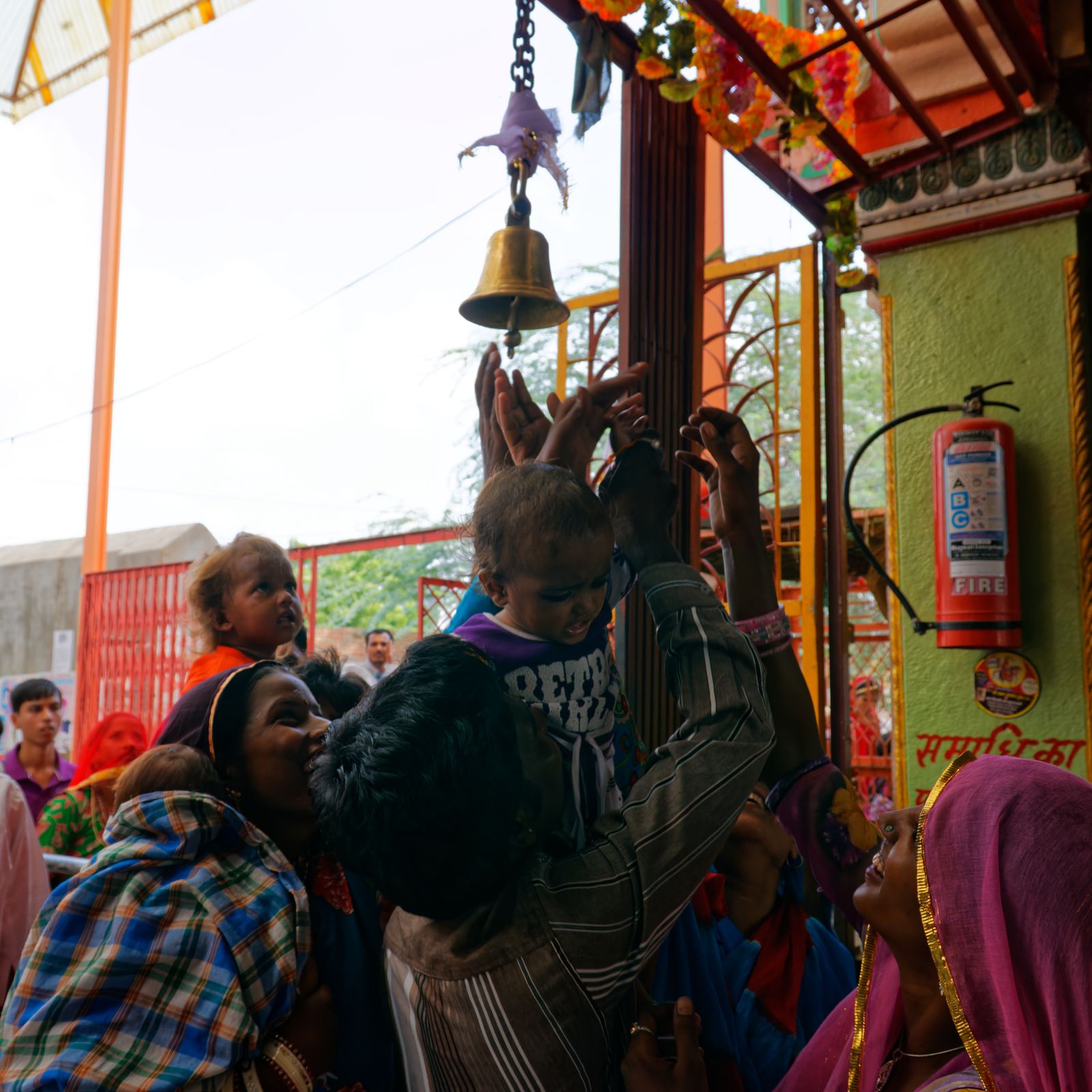 The temple of Baba Ramdev at Ramdevra near Pokaran, with pilgrims in its courtyard