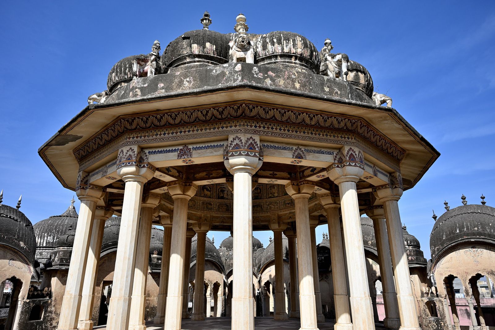 The painted domed cenotaphs of the Poddar family at Ramgarh Shekhawati