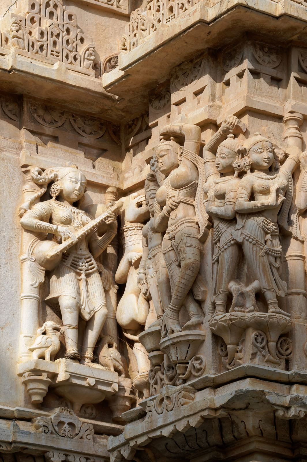 The carved stone steps and spire of the Jagdish Temple in Udaipur's old city