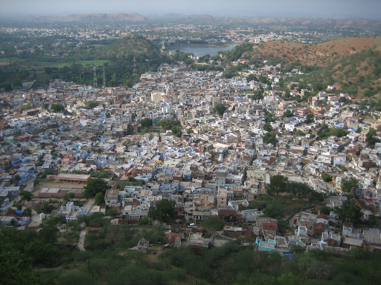 Low green hills and fields in the Vagad country near Dungarpur
