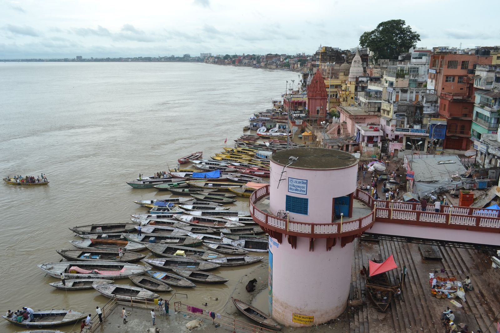 Stone astronomical instruments of the Jantar Mantar on the roof of Man Mandir Ghat in Varanasi